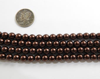Coffee Glass Pearls (2mm, 3mm, 4mm or 6mm) 1 - Full Stand Czech Beads