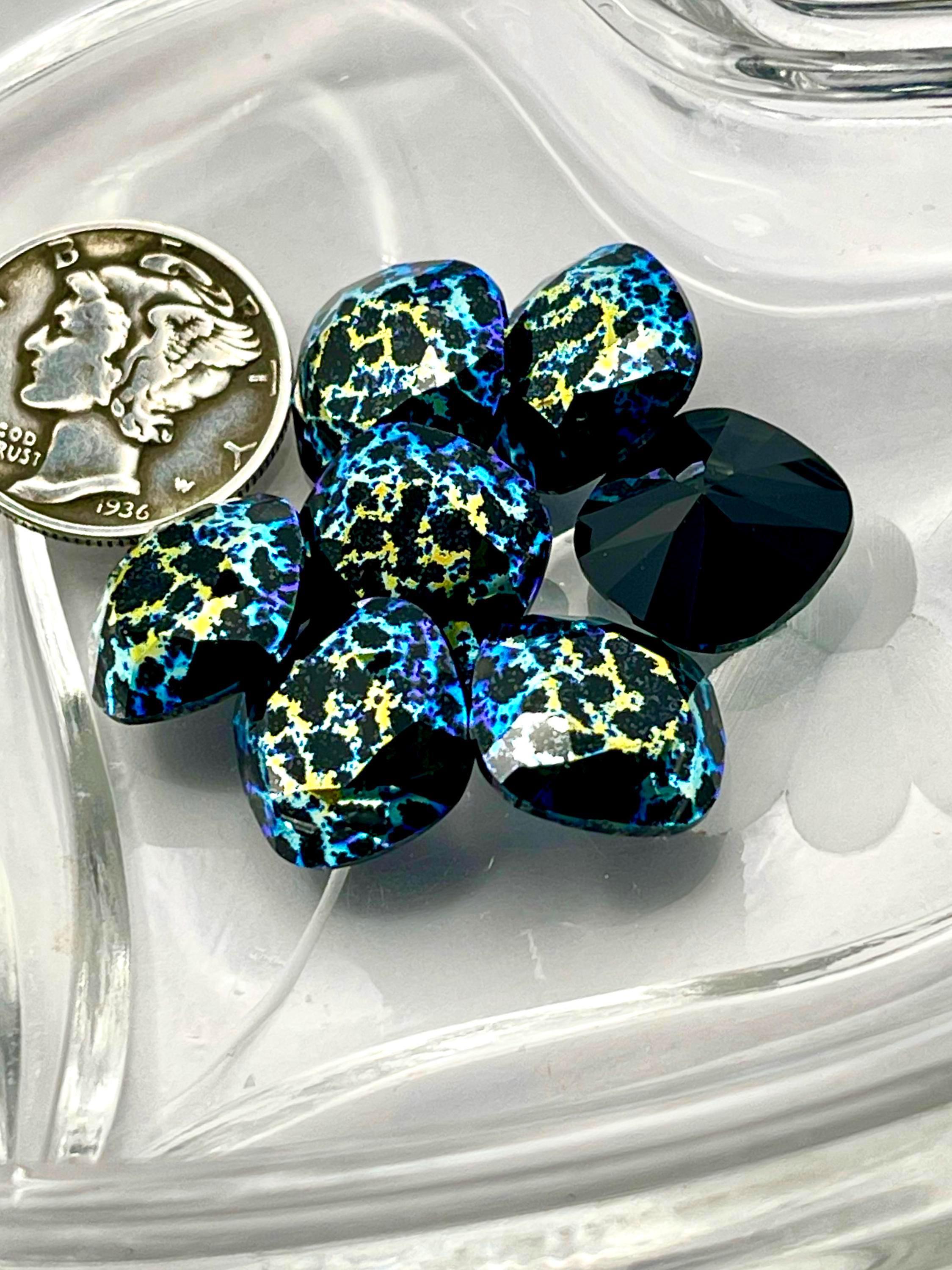 Jet White Patina F (12mm) Swarovski 4470 Square Cushion Cut Stones