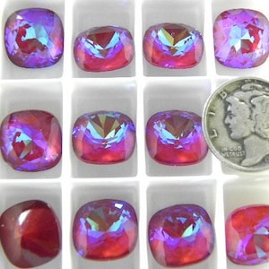 Ultra Ruby AB UNF (12 mm) Swarovski 4470 Pedras de corte almofada