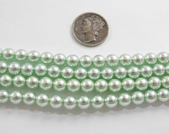 Aqua Green Glass Pearls (2mm, 3mm, 4mm or 6mm) 1 - Full Stand Czech Beads