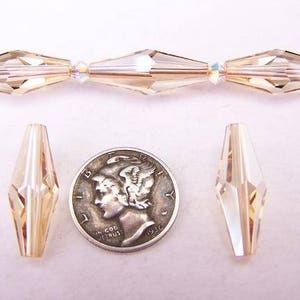 Crystal Golden Shadow (20x8mm) Swarovski Art 5205 Elongated Bicone Beads
