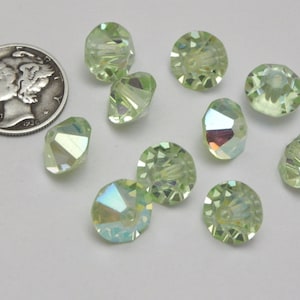 Chrysolite AB (10mm) Vintage Swarovski 5307 Faceted Round Spacer Crystal Beads