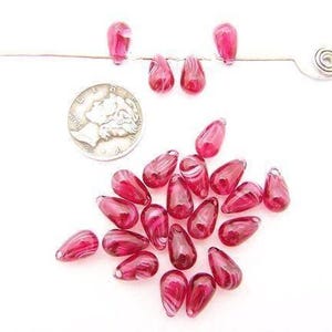 Ruby Quartz 10x6MM Vintage Swarovski 6008 Rare Drop Pendant Beads