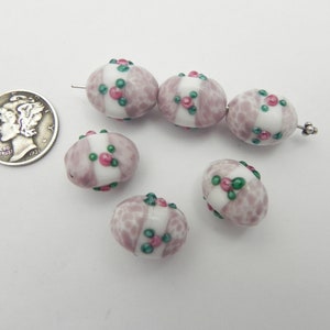 Tea Rose Lavender Cream Mottled (15x10mm) Vintage West German Lampwork Beads