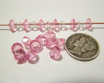 Light Rose (6mm) Vintage Swarovski 5307 Faceted Round Spacer Crystal Beads