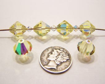 Jonquil AB (10mm) Vintage Swarovski 5301 Bicone Crystal Beads