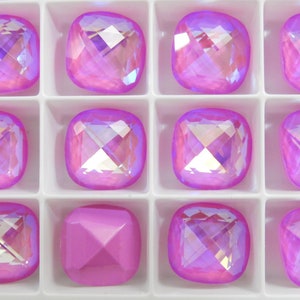 Ultra Orchid AB (16mm) Swarovski 4461 Checkerboard Cushion Cut Stones
