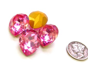 Rosa GF (20 x 15 mm) Vintage Swarovski 4320 Piedras de fantasía en forma de pera