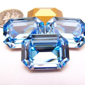 Aquamarine GF (20x15mm) Vintage Swarovski Art 4610 Rectangle Stones