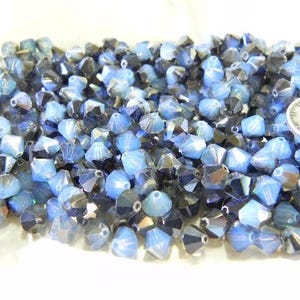White Opal Sky Blue F (6mm) Swarovski 5301 Bicone Crystal Beads