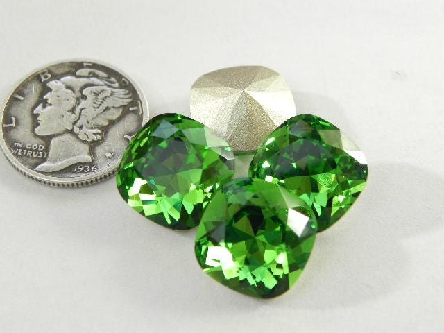 Fern Green F (12mm) Swarovski 4470 Cushion Cut Stones