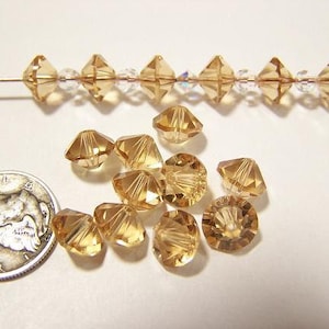 Light Colorado Topaz (8mm) Vintage Swarovski 5307 Faceted Round Spacer Crystal Beads