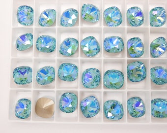 Light Turquoise Illumine F (12mm) Swarovski 4470 Cushion Cut Stone