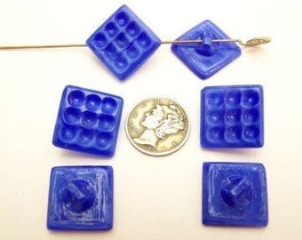 Waffle Buttons (18mm) RARE Vintage Czech Glass Shanked Buttons In Various Colors