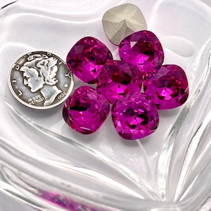Fuchsia F (12mm) Preciosa 4470 Cushion Cut Stones