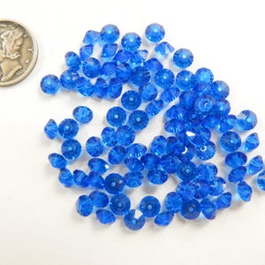 Capri Blue (5 mm) Vintage Swarovski 5305 Squashed Bicone Spacer Beads