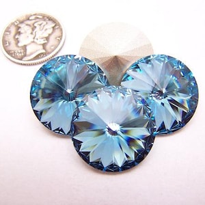 Aquamarine F (12mm, 14mm or 18mm) Swarovski 1122 Rivoli Cabochon Round Stones