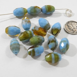 Venetian Sky (12x8mm or 15x10mm) Two Tone Faceted Oval Glass Beads