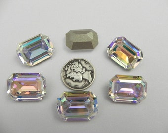 Crystal AB F (14x10mm or 18x13mm) Swarovski Art 4610 Rectangle Stones