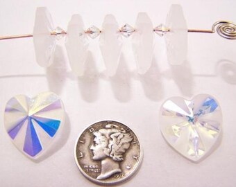 Crystal AB (18MM) RARE Vintage Swarovski Art 6766 Heart Pendants