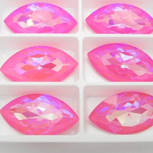 Ultra Hot Pink AB UNF (32x17mm) Swarovski 4227 Marquise Navette Fancy Stones