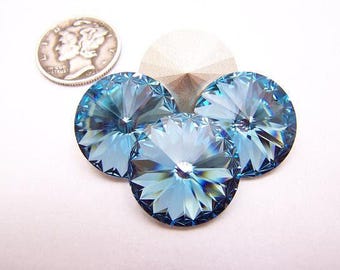 Aguamarina F (12 mm, 14 mm o 18 mm) Piedras redondas cabujón Swarovski 1122 Rivoli