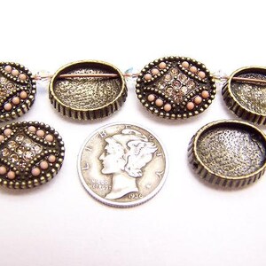 Mauve and Colorado Topaz set in Brass (17x12mm) 2 Strand Connector Beads