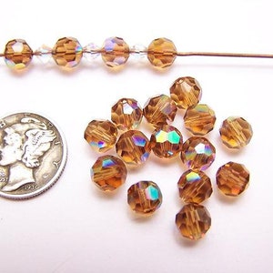Colorado Topaz AB (6mm) Vintage West German Art 20 Glass Beads