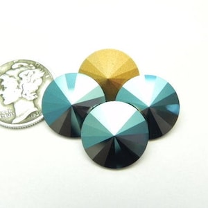 Metallic Blue GF 14mm Vintage Swarovski 1122 Rivoli Stones