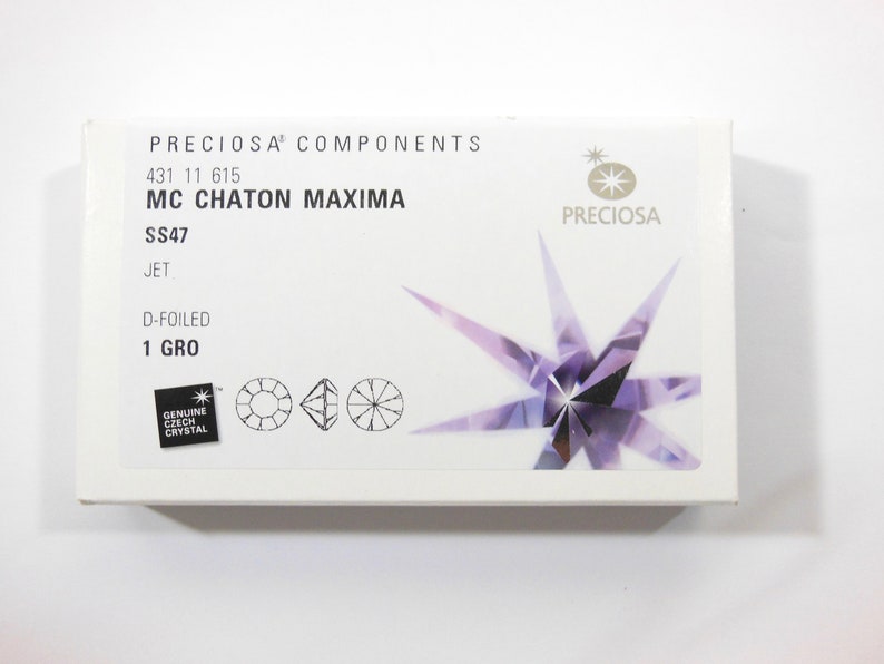 3 or 6 pieces Preciosa Chaton Rhinestones Jet F 47ss-10mm