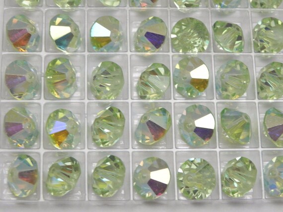 Chrysolite AB (10mm) Vintage Swarovski 5307 Faceted Round Spacer