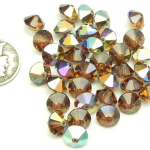 Smoked Topaz AB 8mm Vintage Swarovski 5307 Faceted Round Spacer Crystal Beads