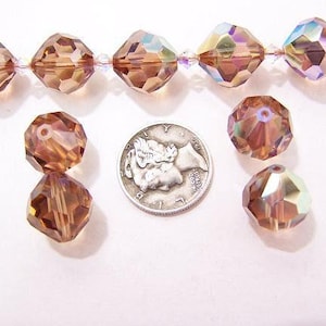 Colorado Topaz AB (12mm) Vintage Swarovski Art 39 Faceted Round Spacer Crystal Beads