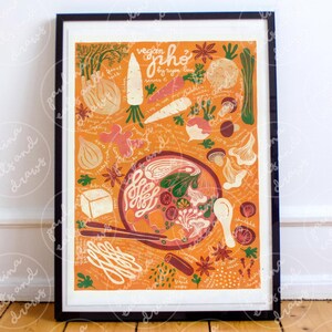 Pho Recipe Art Print | Vietnamese Food Illustration | Kitchen Wall Art | Foodie Gift