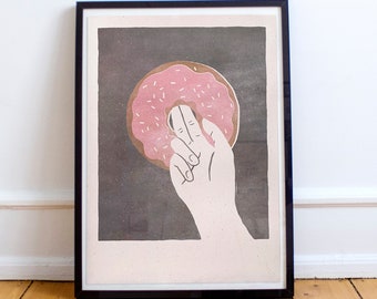 Donut | Illustrated food art print | Sexy food print | Kitchen art