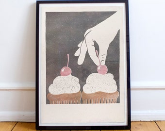 Cupcakes | Illustrated food art print | Sexy food print | Kitchen art