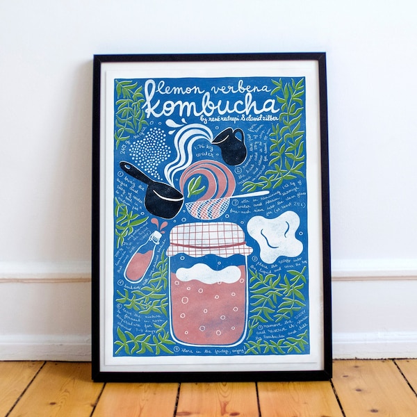 Kombucha | Illustrated recipe art print | Illustrated food | Kitchen art