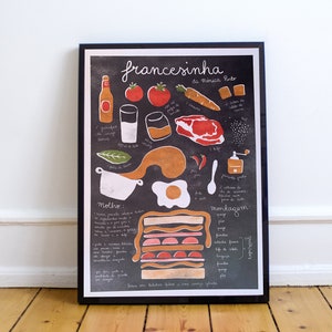 Francesinha | Illustrated recipe art print | Illustrated food | Kitchen art