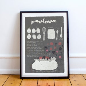 Pavlova | Illustrated recipe art print | Illustrated food | Kitchen art