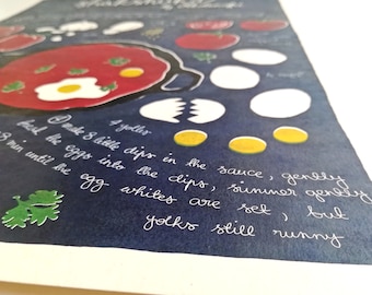 Shakchouka Impression d'art de recette illustrée Cuisine