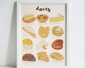 Doces | Illustration art print | Illustrated food | Kitchen art