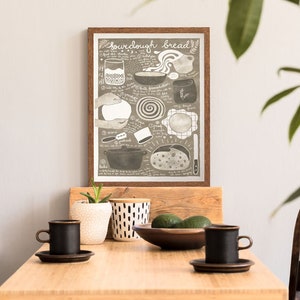 Sourdough bread Illustrated recipe art print Illustrated food Kitchen art image 4