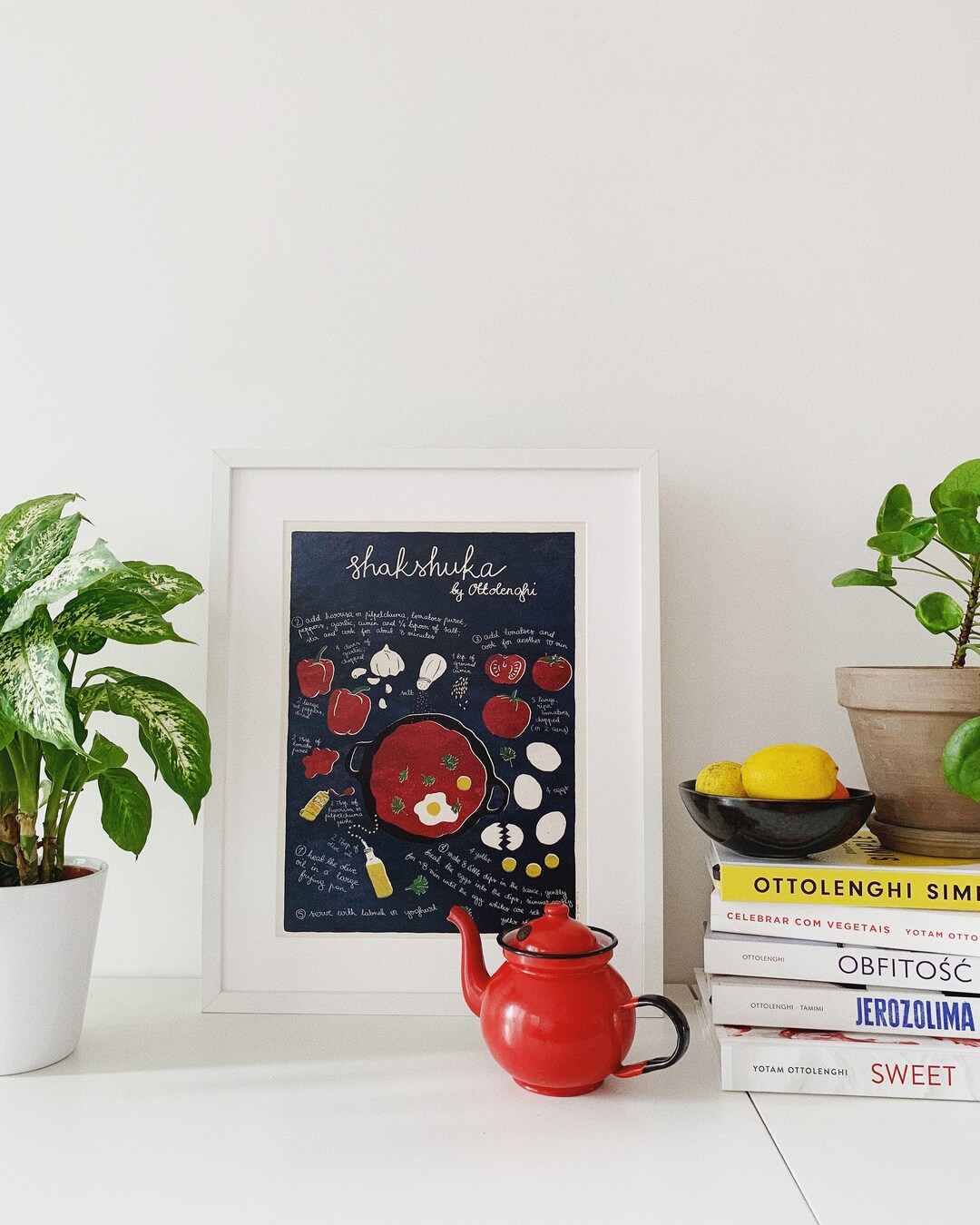 Shakshuka Illustrated Recipe Art Print Illustrated Food