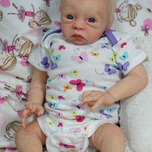 Reborn Baby Girl Doll: 19 Inch, Open Mouth, Blonde Hair, Blue Eyes