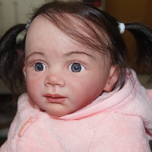 Lucy Toddler Reborn Doll 26-inch Child Girl Doll Long Hair Dark Blue Eyes Sculptor by Karola Wegerich image 3