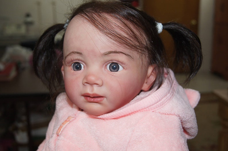 Lucy Toddler Reborn Doll 26-inch Child Girl Doll Long Hair Dark Blue Eyes Sculptor by Karola Wegerich image 3