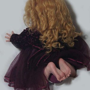 Reborn Toddler Baby Dolls Fritzi by Karola Wegerich Long Strawberry Blond Curl Human Hair Blue Eye image 5