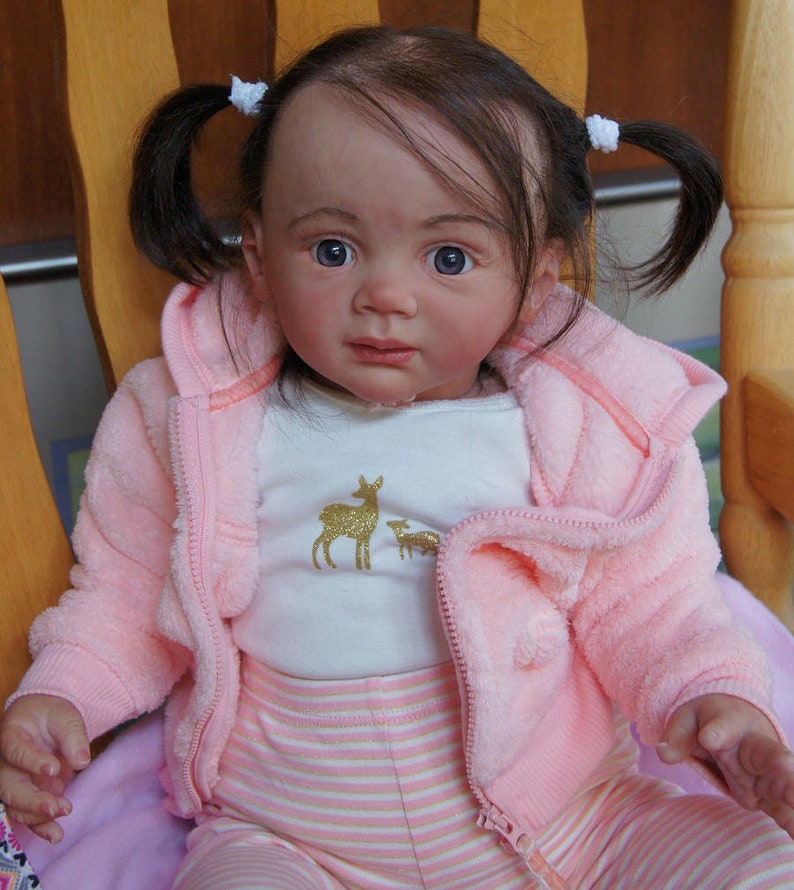 Lucy Toddler Reborn Doll 26-inch Child Girl Doll Long Hair Dark Blue Eyes Sculptor by Karola Wegerich image 1