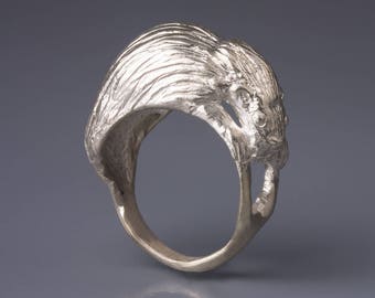 Porcupine ring, sculpted silver ring, porcupine silver ring, wild animals ring, artisan ring, porcupine totem ring