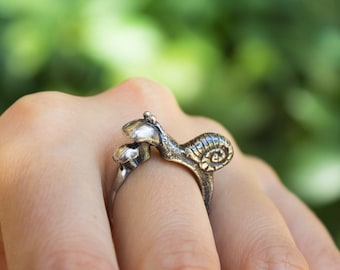 Snail Ring, Mushroom Ring, Nature Design, Sculpted Silver Ring, Woodland Jewelry, Animal Ring, Witch Ring, Forest Ring, Enchanted Jewelry